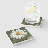 Biene auf Daisy Alaskan Summer Nature Foto Steinuntersetzer (Seitenansicht)