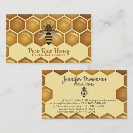 Biene auf dem Honeycomb Apiarist Logo Visitenkarte (Vorne/Hinten)