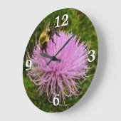 Biene auf der Blume Thistle Nature Große Wanduhr (Winkel)