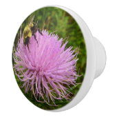 Biene auf der Blume Thistle Nature Keramikknauf (Rechts)