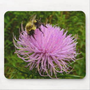 Biene auf der Blume Thistle Nature Mousepad