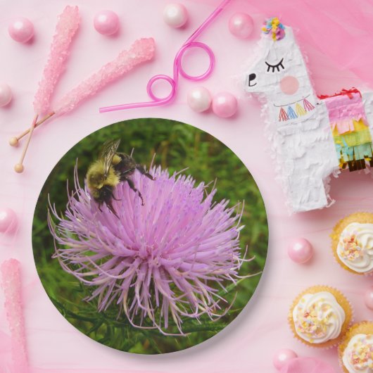 Biene auf der Blume Thistle Nature Pappteller (Party)