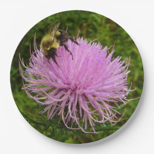 Biene auf der Blume Thistle Nature Pappteller