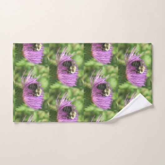 Biene auf Distel-Muster Badhandtuch Set (Handtuch)