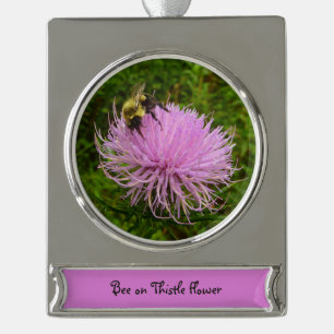 Biene auf Distelblume Natur Banner-Ornament Silber
