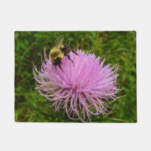 Biene auf Distelblüten-Natur Fußmatte