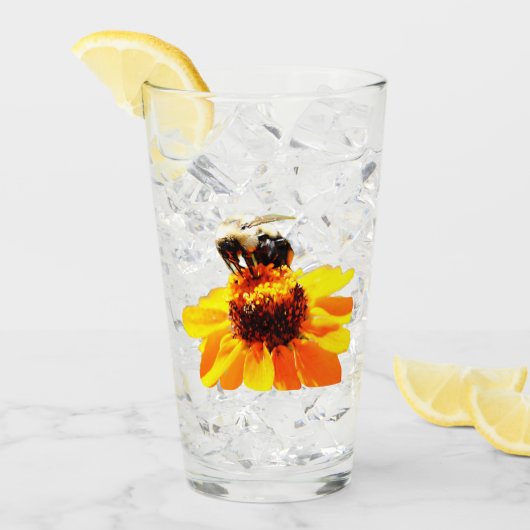 Biene auf einem Glas mit Blumenmuster (Vorderseite Ice)