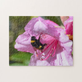 Biene auf einem rosa Rhododendron Jigsaw Puzzle