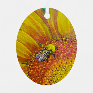 Biene auf einem Sonnenblumendekor Ornament Aus Metall