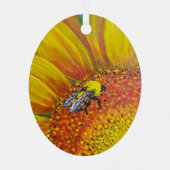 Biene auf einem Sonnenblumendekor Ornament Aus Metall (Rückseite)