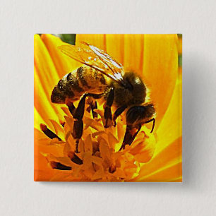 Biene auf einer Blume Button