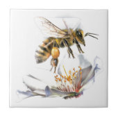 Biene auf einer Blume Fliese (Vorderseite)