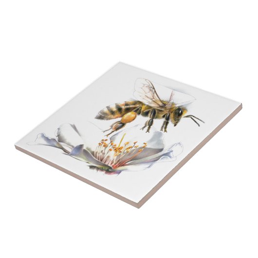 Biene auf einer Blume Fliese (Seite)