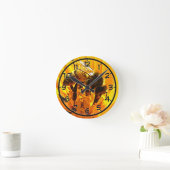 Biene auf einer Blume Runde Wanduhr (Zuhause)