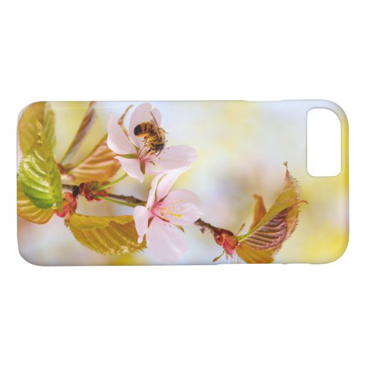Biene auf einer Kirsche-Blume Case-Mate iPhone Hülle (Rückseite (Horizontal))