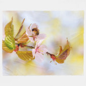 Biene auf einer Kirsche-Blume Fleecedecke (Vorderseite (Horizontal))