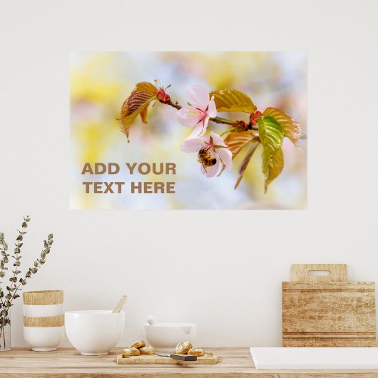 Biene auf einer Kirsche-Blume Poster (Küche)