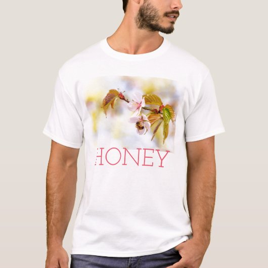 Biene auf einer Kirsche-Blume T-Shirt (Vorderseite)