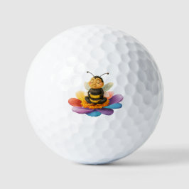 Biene auf einer lebendigen Blume und Yoga Golfball