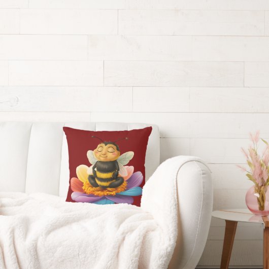 Biene auf einer lebendigen Blume und Yoga Kissen (Liege)