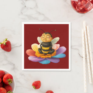 Biene auf einer lebendigen Blume und Yoga Serviette