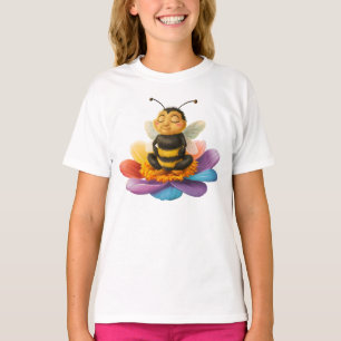 Biene auf einer lebendigen Blume und Yoga T-Shirt