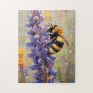 Biene auf einer Lila Lupine-Blume Puzzle