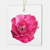 Biene auf einer rosa Blume Keramikornament (Links)
