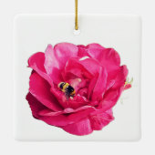 Biene auf einer rosa Blume Keramikornament (Rückseite)