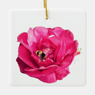 Biene auf einer rosa Blume Keramikornament