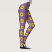 Biene auf einer Sonnenblume mit lila Hintergrund Leggings (Rechts)