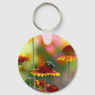 Biene auf Gaillardia Schlüsselanhänger