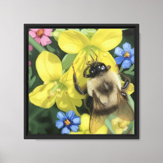 Biene auf gelber Blume Leinwanddruck