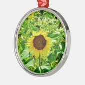 Biene auf gelber Sonnenblume Silbernes Ornament (Links)