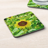 Biene auf gelber Sonnenblume Untersetzer (Linke Seite)