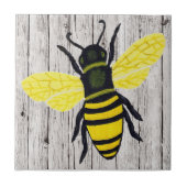 Biene auf Holzzaun Fliese (Vorderseite)