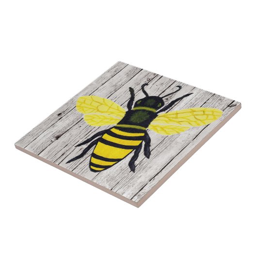 Biene auf Holzzaun Fliese (Seite)