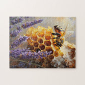Biene auf Honey Comb mit Lavender-Blume Puzzle (Horizontal)