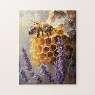 Biene auf Honey Comb mit Lavender-Blume Puzzle