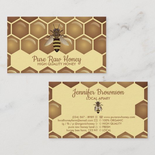 Biene auf Honeycomb Apiarist Farm Visitenkarte (Vorne/Hinten)