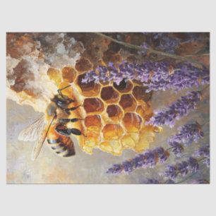 Biene auf Honigwabe mit Lavendelblüten Decoupage Seidenpapier