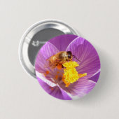 Biene auf Krokus ~ Knopf Button (Vorne & Hinten)