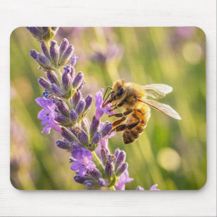Biene auf Lavendel Mousepad