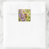 Biene auf Lavendel Quadratischer Aufkleber (Tasche)