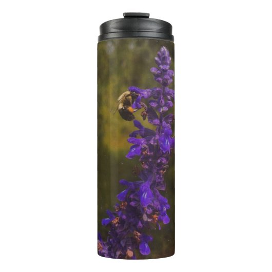 Biene auf Lavendel Thermosbecher (Vorderseite)