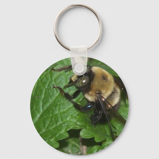 Biene auf Lemon Balm Schlüsselanhänger (Vorderseite)