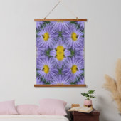 Biene auf Lila Aster-Blume Abstrakte Natur Wandteppich Mit Holzrahmen (Schlafzimmer)