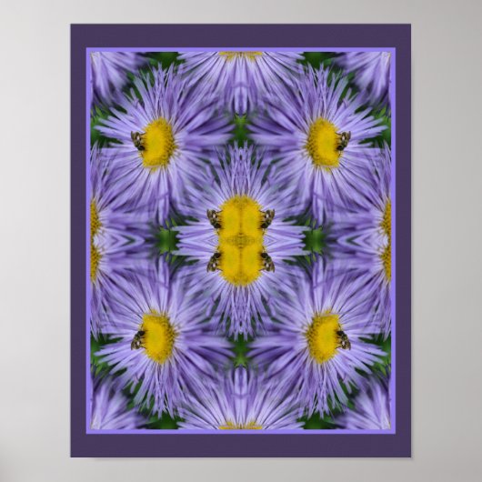 Biene auf Lila Aster-Blume Natur Abstrakt Poster (Vorne)