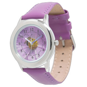 Biene auf lila Blume Armbanduhr