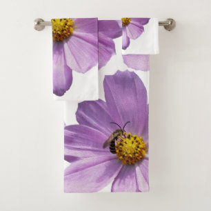 Biene auf lila Blume Badhandtuch Set
